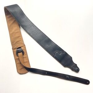 Jim Dunlop Guitar Strap Black Leather Wide Franklin Strap